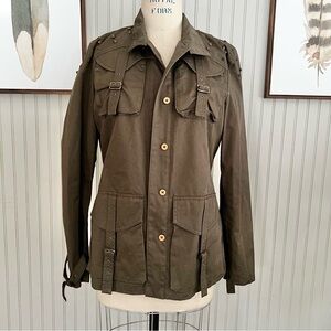 Pop Heart Military Surplus Field Jacket with Studded Shoulders Army Green